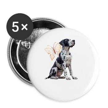 Dogue allemand - Lot de 5 grands badges (56 mm) - blanc - Devant