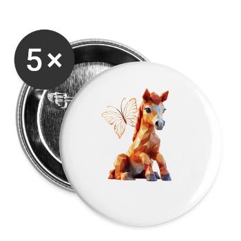 Chevaux - Lot de 5 grands badges (56 mm) - blanc - Devant