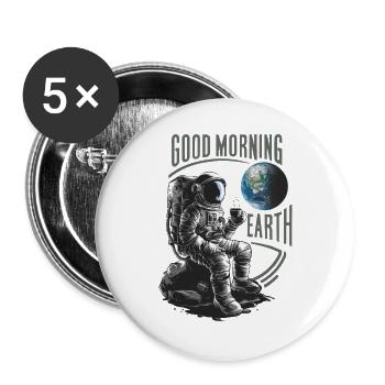 Bonjour astronaute de la Terre - Lot de 5 grands badges (56 mm) - blanc - Devant