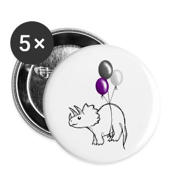 Pridosaurier-Dinosaurier-Ass - Buttons groß 56 mm (5er Pack) - Weiß - Vorne