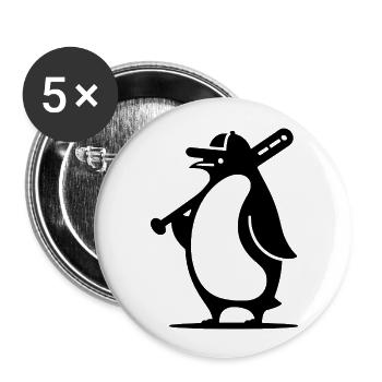 Pinguin Baseballspieler Silhouette - Buttons groß 56 mm (5er Pack) - Weiß - Vorne