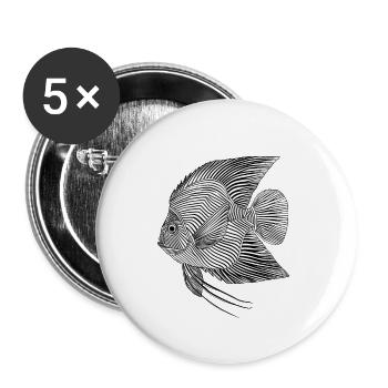 Lignes d’art poisson #fish - Lot de 5 grands badges (56 mm) - blanc - Devant