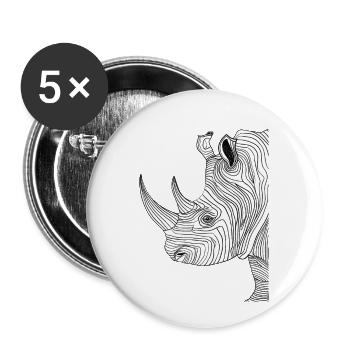 Lignes art rhinocéros #rhino - Lot de 5 grands badges (56 mm) - blanc - Devant