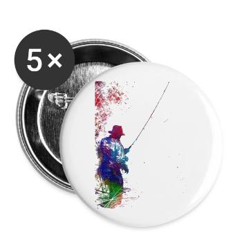 Fishing sport art #fishing - Buttons large 2.2''/56 mm (5-pack) - white - Front