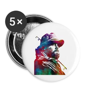Fishing sport art #fishing - Buttons large 2.2''/56 mm (5-pack) - white - Front