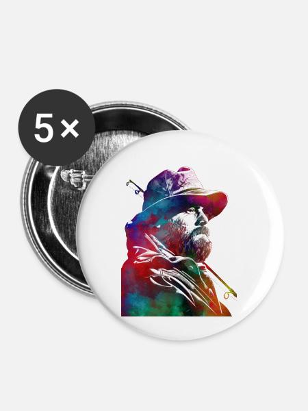 Angelsport Kunst #fishing - Buttons groß 56 mm (5er Pack) - Weiß