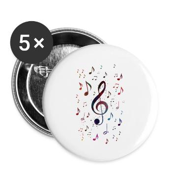 Violin music key - Buttons large 2.2''/56 mm (5-pack) - white - Front
