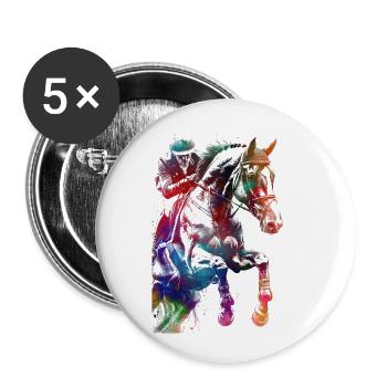 Cavalier #rider #horse #sport - Lot de 5 grands badges (56 mm) - blanc - Devant