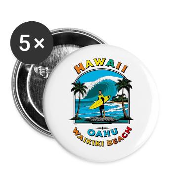 Hawaii Vacations - Buttons large 2.2''/56 mm (5-pack) - white - Front