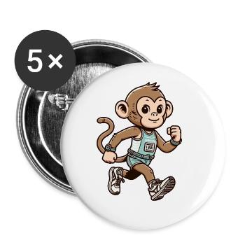 Singe marathonien mignon - Lot de 5 grands badges (56 mm) - blanc - Devant