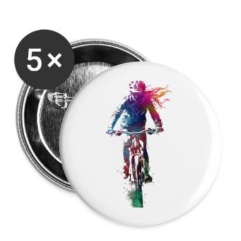 Sport cycling art - Buttons large 2.2''/56 mm (5-pack) - white - Front