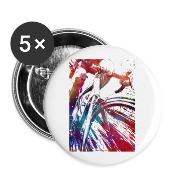 Sport cycling art - Buttons large 2.2''/56 mm (5-pack) - white - Front