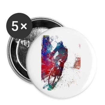 Bicycle sport art - Buttons large 2.2''/56 mm (5-pack) - white - Front