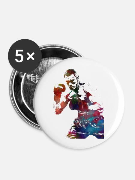 Boxsport #boxing - Buttons groß 56 mm (5er Pack) - Weiß