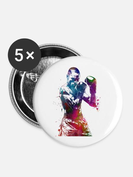 Boxsport #boxing - Buttons groß 56 mm (5er Pack) - Weiß