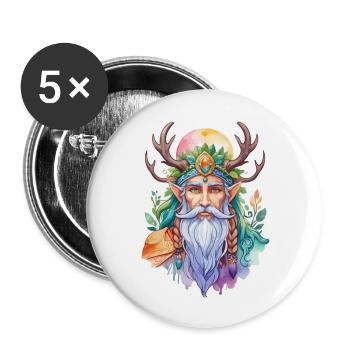 Druide Wasserfarben - Buttons groß 56 mm (5er Pack) - Weiß - Vorne