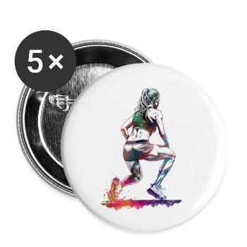 Fitness sport art - Buttons large 2.2''/56 mm (5-pack) - white - Front