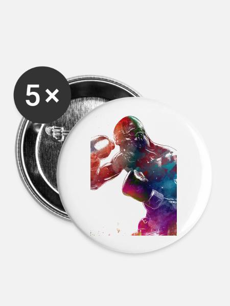 Boxsport #boxing - Buttons groß 56 mm (5er Pack) - Weiß