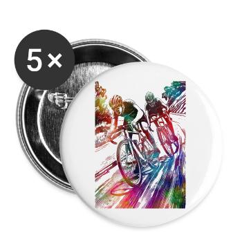 Radfahren #cycling #sport #bike - Buttons groß 56 mm (5er Pack) - Weiß - Vorne