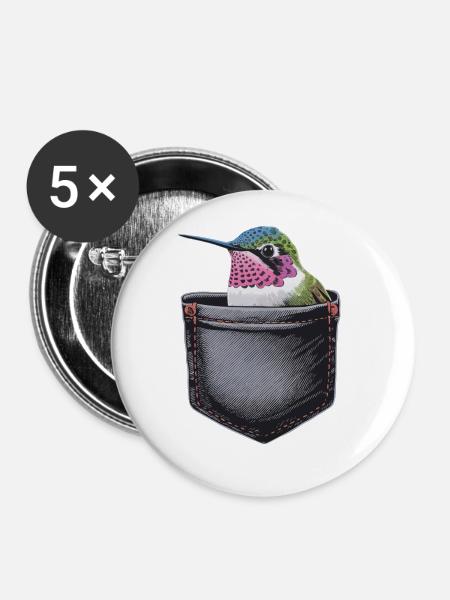 Kolibri - Buttons groß 56 mm (5er Pack) - Weiß