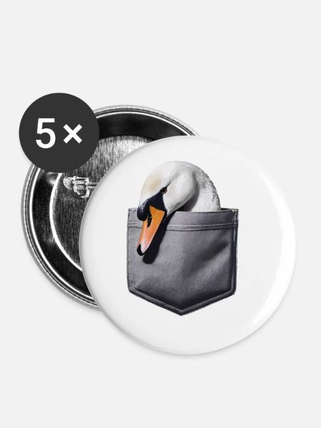 Schwan - Buttons groß 56 mm (5er Pack) - Weiß