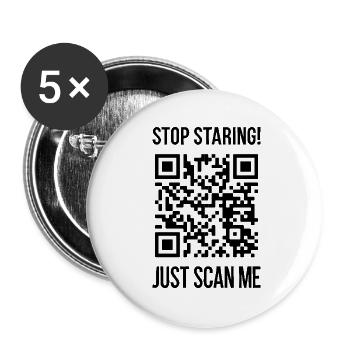 Scanne mich QR Code für Motivation - Buttons groß 56 mm (5er Pack) - Weiß - Vorne