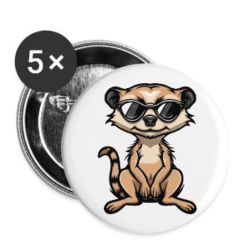Suricate Bande dessinée cool - Lot de 5 grands badges (56 mm) - blanc - Devant