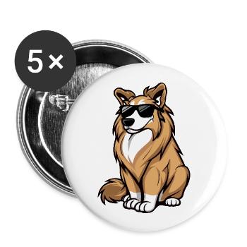 Border Collie Hunde Cool Comic - Buttons groß 56 mm (5er Pack) - Weiß - Vorne