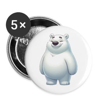 Süßer Eisbär Cartoon Glücklich Entspannt - Buttons groß 56 mm (5er Pack) - Weiß - Vorne