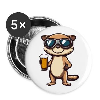 Suricate Après-Ski Bière Bande Dessinée - Lot de 5 grands badges (56 mm) - blanc - Devant