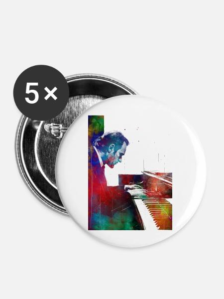 Pianist Musik Kunst - Buttons groß 56 mm (5er Pack) - Weiß