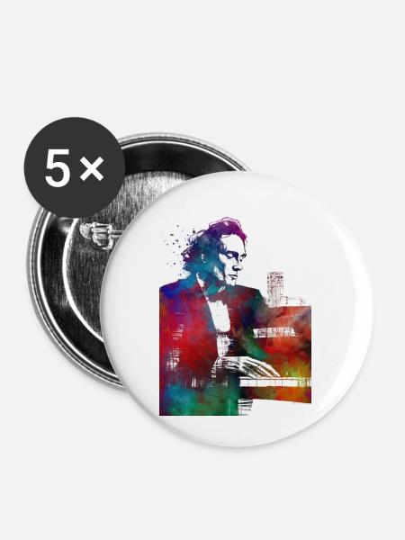 Pianist Musik Kunst - Buttons groß 56 mm (5er Pack) - Weiß