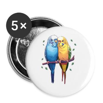 Budgies - Buttons large 2.2''/56 mm (5-pack) - white - Front