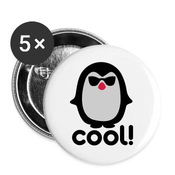 Cool pinguin - Buttons large 2.2''/56 mm (5-pack) - white - Front