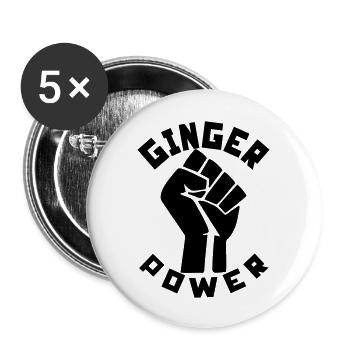 Ginger Power - Buttons large 2.2''/56 mm (5-pack) - white - Front