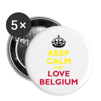 Keep Calm & Love Belgium - Lot de 5 grands badges (56 mm) - blanc - Devant