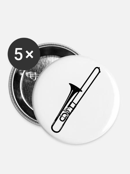 Posaune - Buttons groß 56 mm (5er Pack) - Weiß