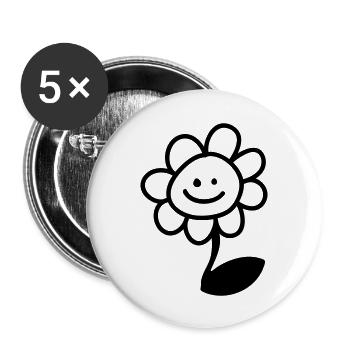 Happy Flower - Line - Buttons large 2.2''/56 mm (5-pack) - white - Front