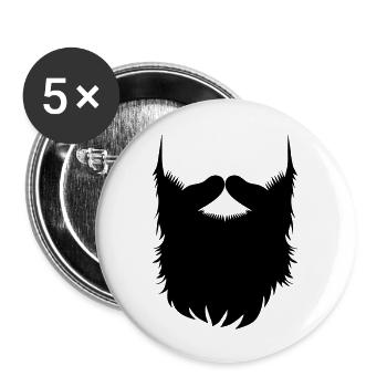 Hipster Beard Vector - Buttons groß 56 mm (5er Pack) - Weiß - Vorne