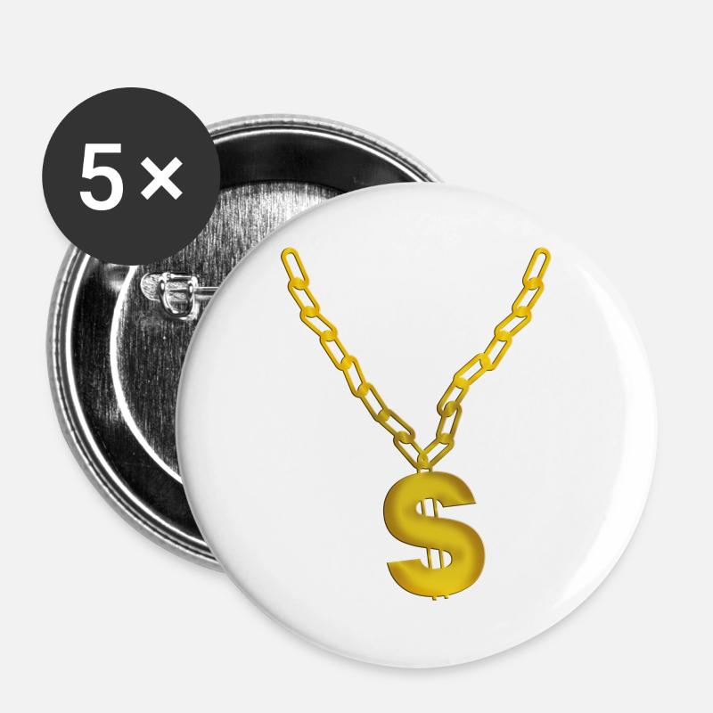 Bling - Buttons large 2.2''/56 mm (5-pack) - white