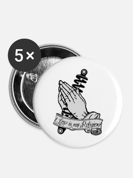 Praying Hands coilovers - Buttons groß 56 mm (5er Pack) - Weiß