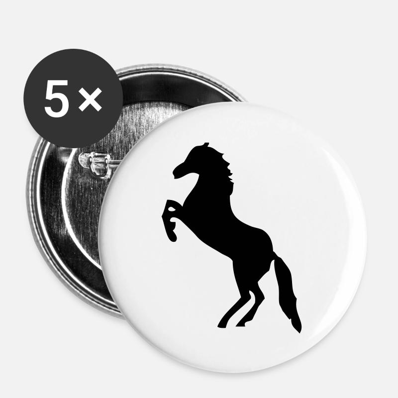 Pferd - Pferde - Buttons groß 56 mm (5er Pack) - Weiß