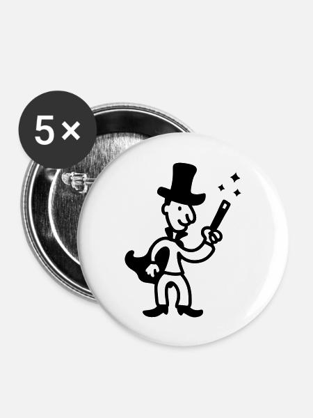 Zauberer - Line - Buttons groß 56 mm (5er Pack) - Weiß