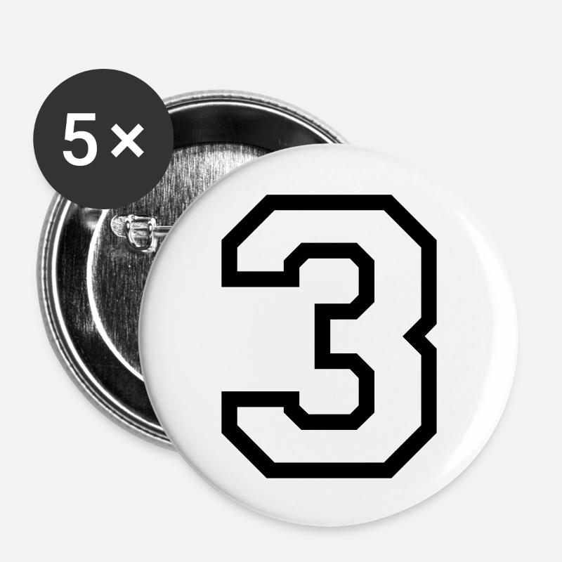 THE NUMBER 3-3 - Buttons large 2.2''/56 mm (5-pack) - white