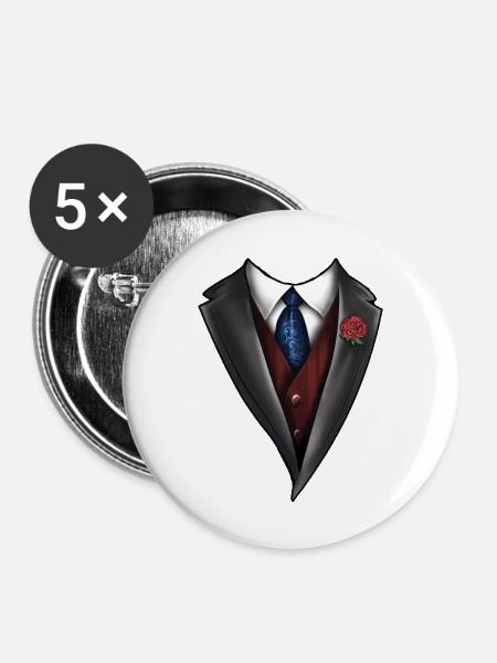 Tuxedo Tie Designs Tie blue - Buttons groß 56 mm (5er Pack) - Weiß