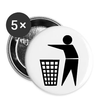 Mülleimer - Buttons groß 56 mm (5er Pack) - Weiß - Vorne