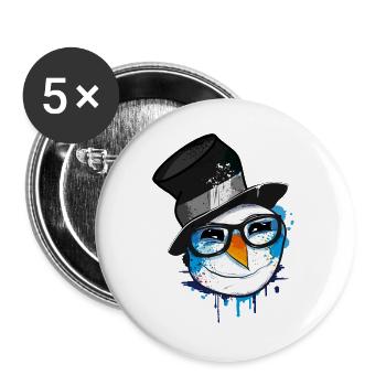 Snowman with nerd glasses - Buttons large 2.2''/56 mm (5-pack) - white - Front