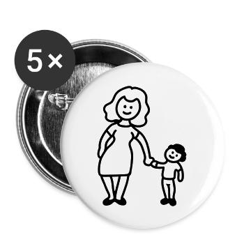 Mother / grandmother + child - Line - Buttons large 2.2''/56 mm (5-pack) - white - Front