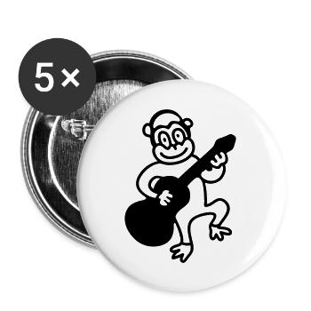 Affe spielt Gitarre - Line - Buttons groß 56 mm (5er Pack) - Weiß - Vorne