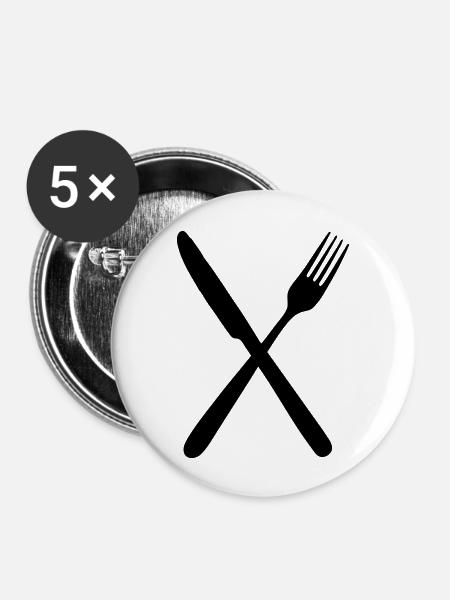 Fork and knife - Buttons large 2.2''/56 mm (5-pack) - white